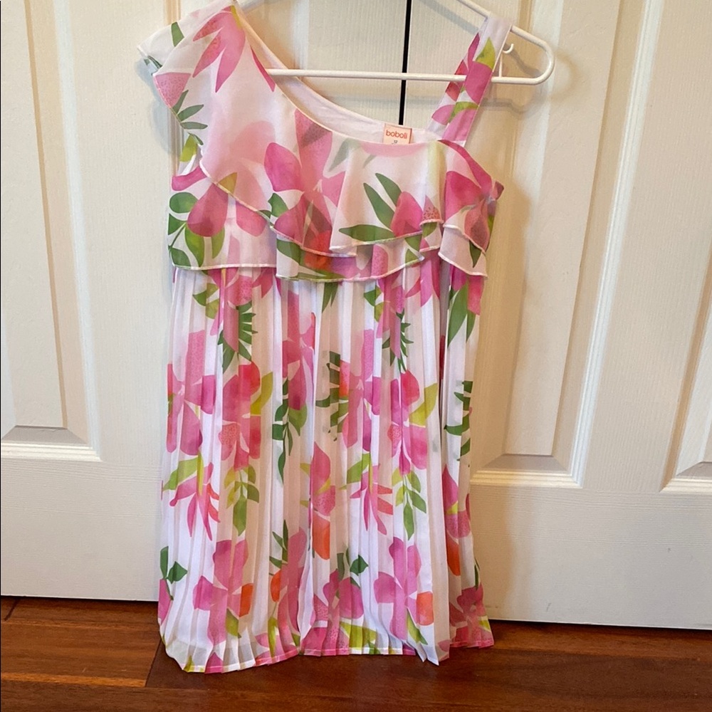 Boboli Pink and Green pleated Sundress